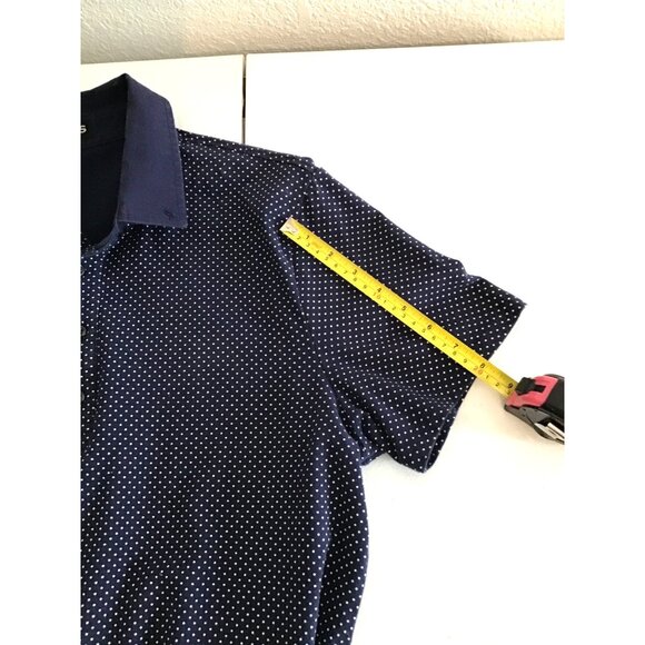 EXPRESS- MENS NAVY W/ WHITE DOTS SHORT SLEEVE POLO SHIRT SIZE LARGE - Picture 4 of 7